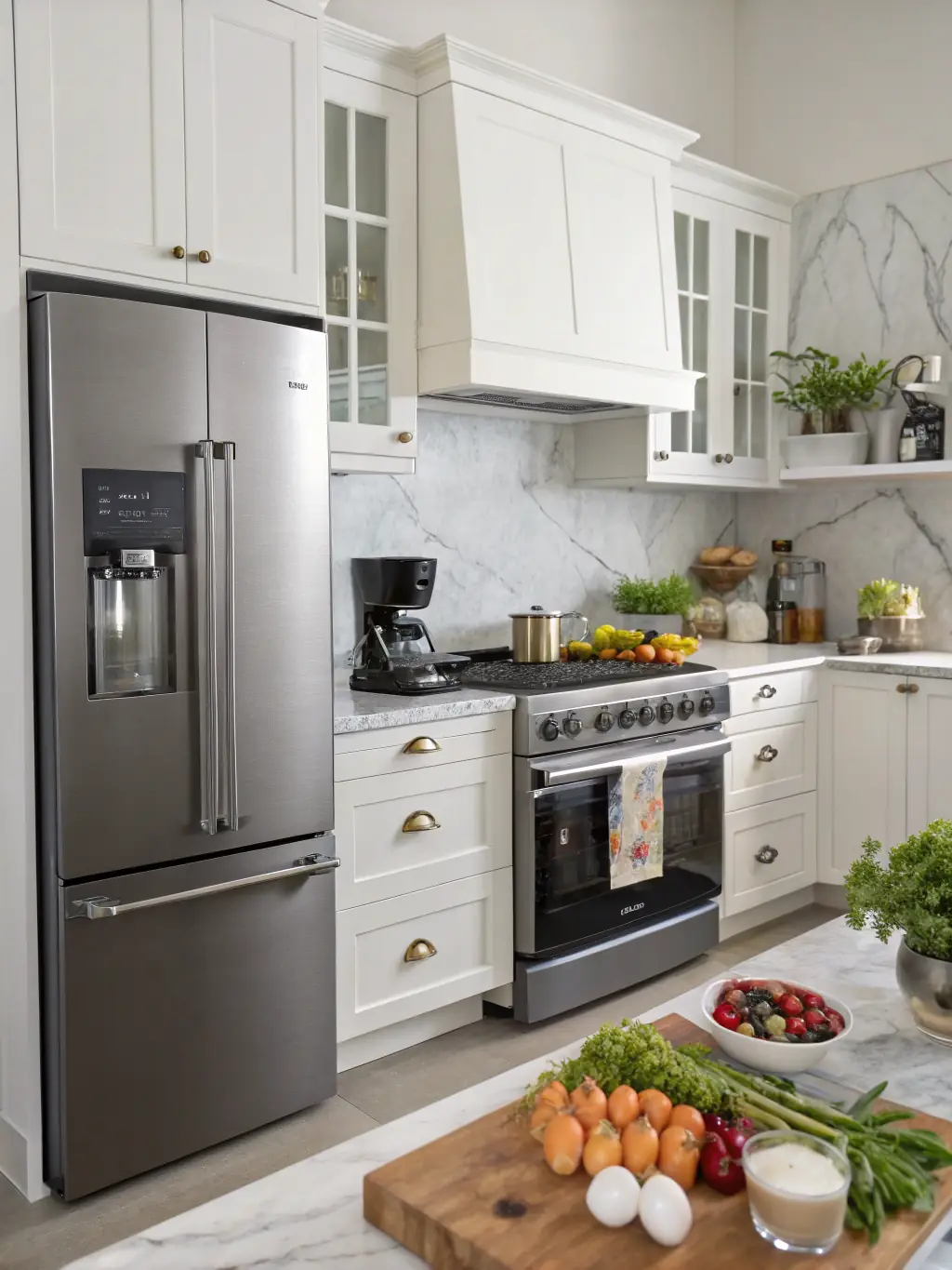 A beautifully remodeled kitchen with new cabinets, countertops, and stainless steel appliances, showcasing LeoElite Builders' expertise in kitchen renovations.